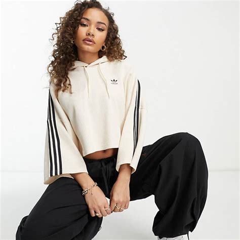 Adidas originals cropped hoodie white